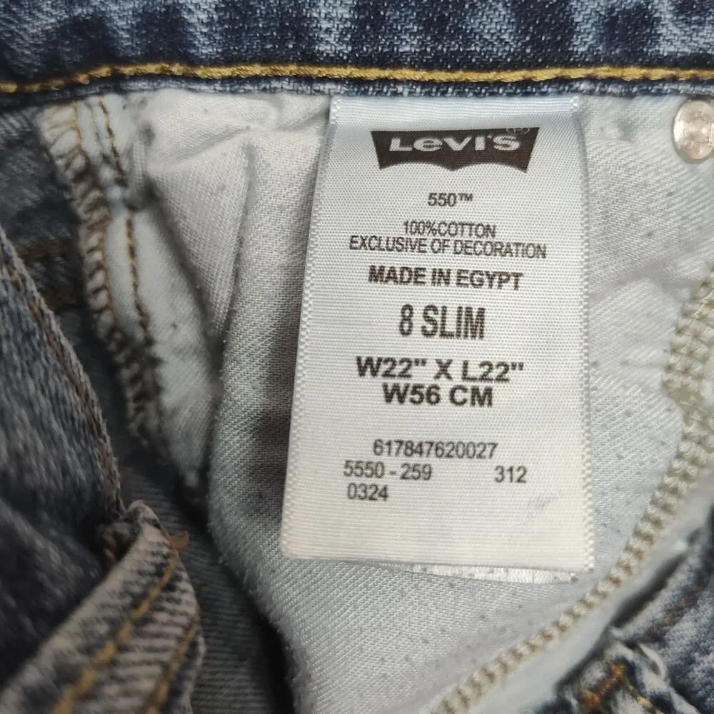 Levi's 550 Relaxed Leg Jeans Boy's Size 8 Slim 22x22 Med. Wash Blue Straight Leg